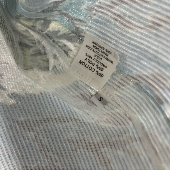 Boutique Cut Cute Y2K Blue & Green Printed Button Down Cardigan Sweater S - Picture 6 of 6